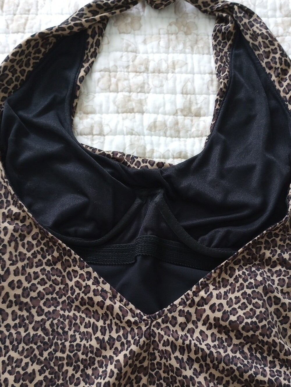 WOMENS Miraclesuit Leopard Print Halter One-Piece Swimsuit - Brown/Black - Picture 12 of 14